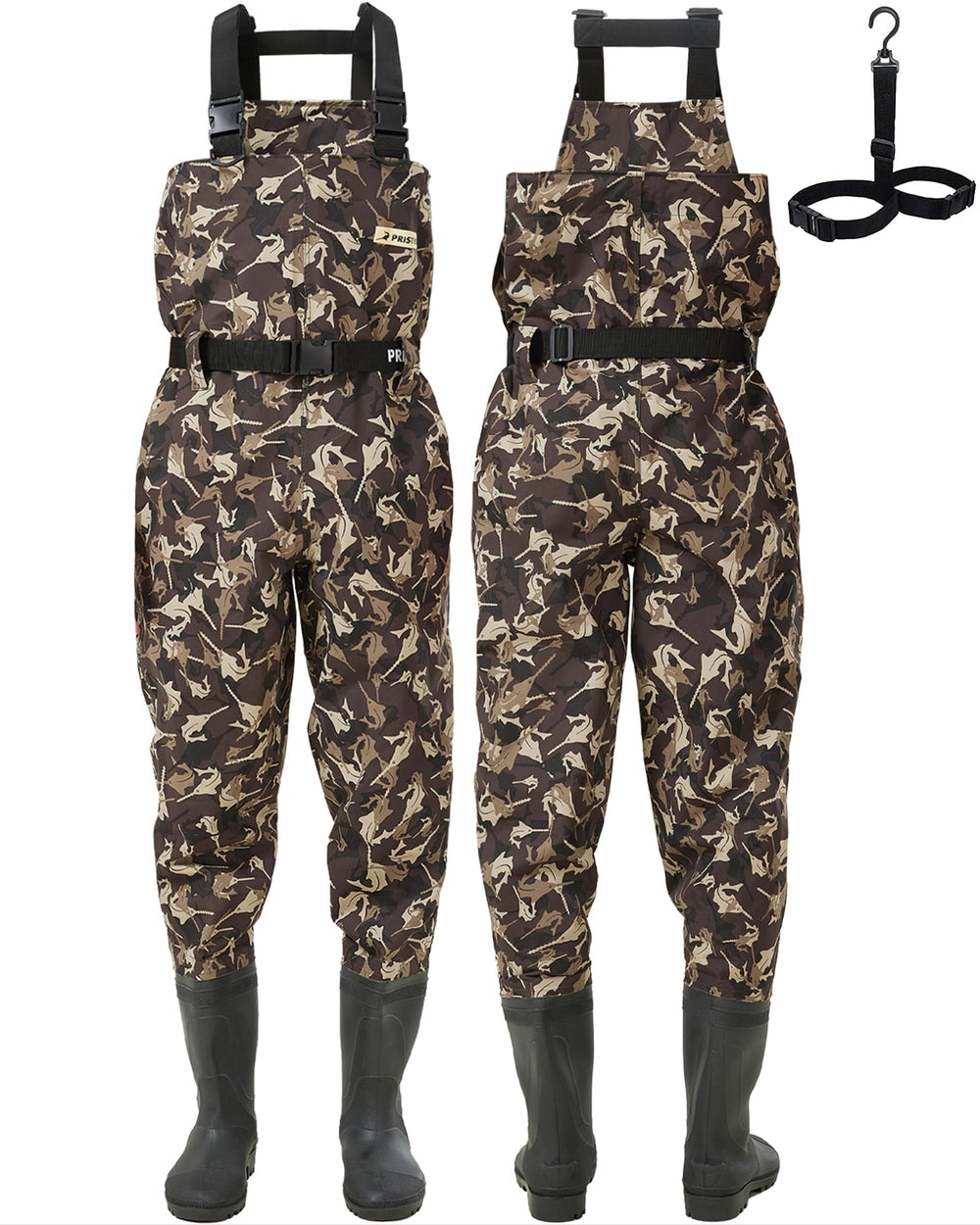 Pristis Taslan waders bootfoot setup showing reinforced boot for durability.