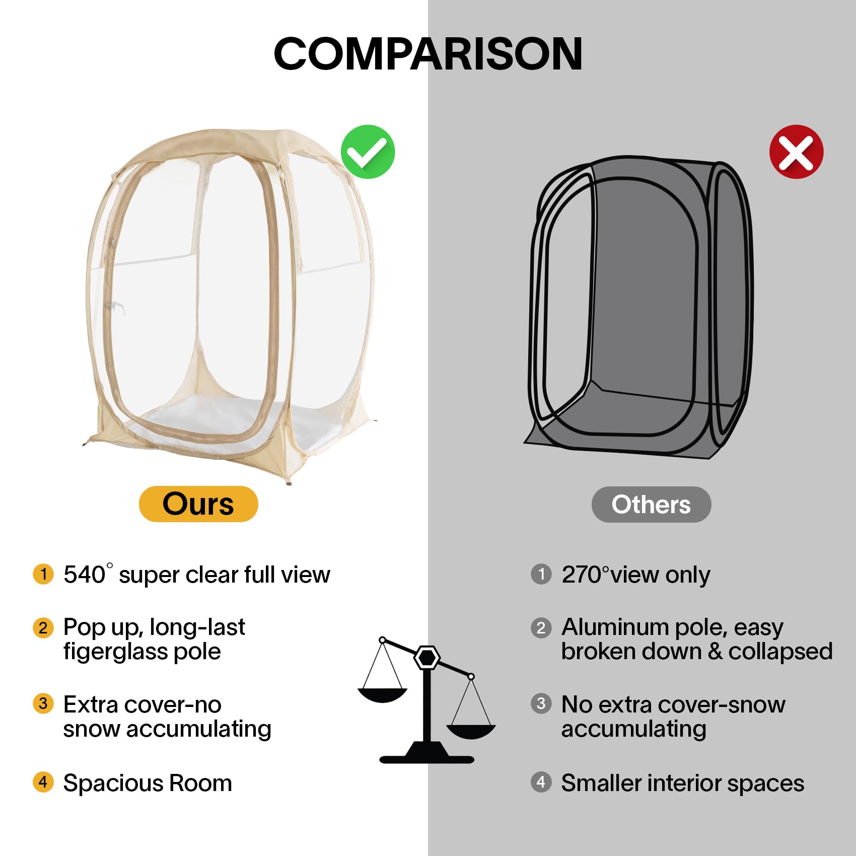 PrivatePod EighteenTek Pod side view highlights sturdy frame and wind resistance.