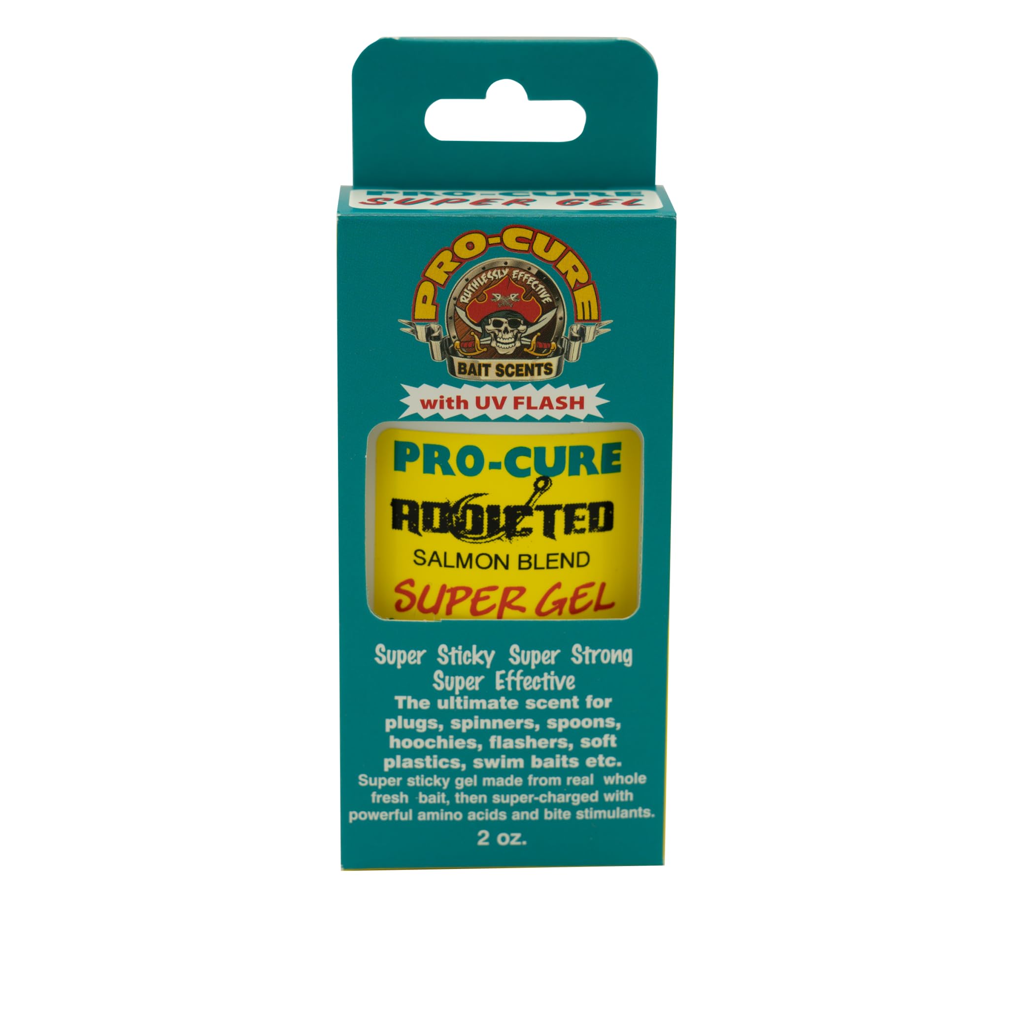 Pro-Cure Addicted Salmon Gel Blend bottle demonstrates potent attractant for salmon fishing.