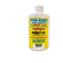 Pro-Cure Addicted Steelhead Gel bottle pour enhances scent trails for steelhead fishing.