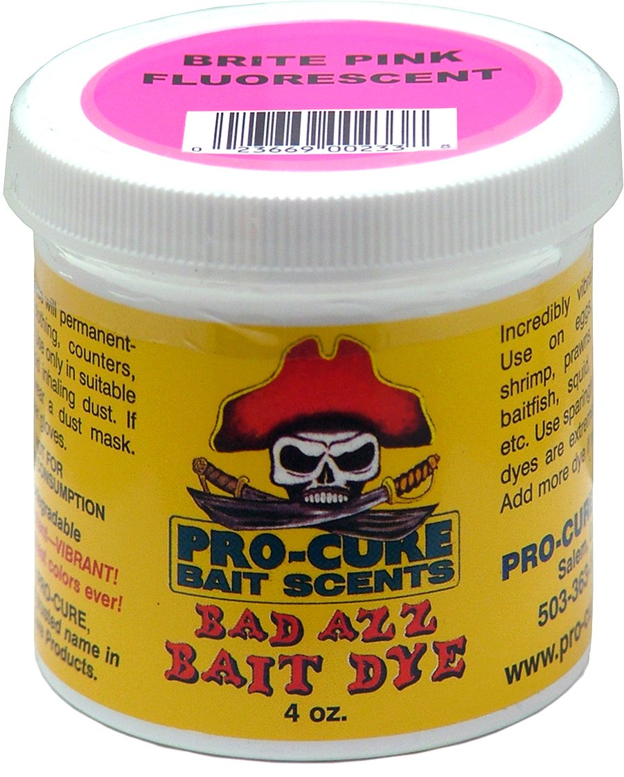 Pro-Cure Bad Azz Powder Dye in Brite Pink Fluorescent for high-visibility bait on large batches