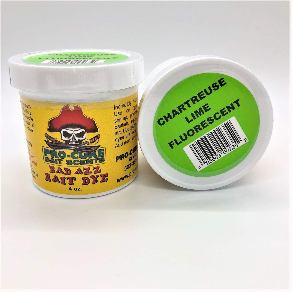 Pro-Cure Bad Azz powder dye chartreuse lime provides high visibility on bait.