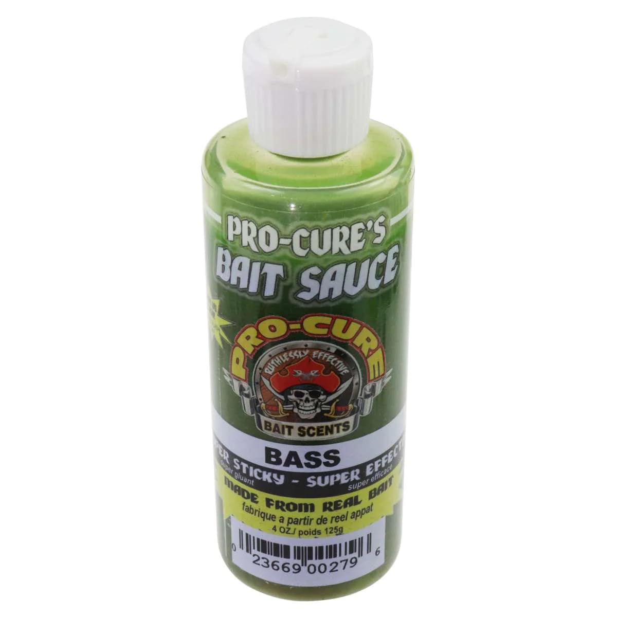 Pro-Cure Bass Bait Sauce on a lure, highlighting strong scent and ultra-sticky formula