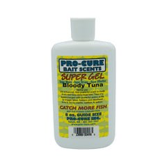 Pro-Cure Bloody Tuna Super Gel 8 oz bottle with UV enhanced attractant for big game fishing