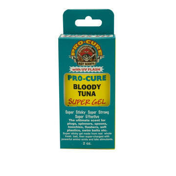 Pro-Cure Bloody Tuna Super Gel bottle ready to boost lure performance.