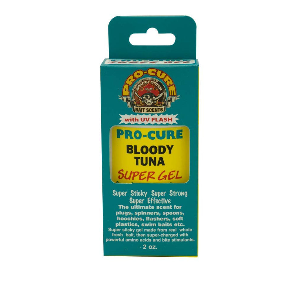 Pro-Cure Bloody Tuna Super Gel bottle ready to boost lure performance.
