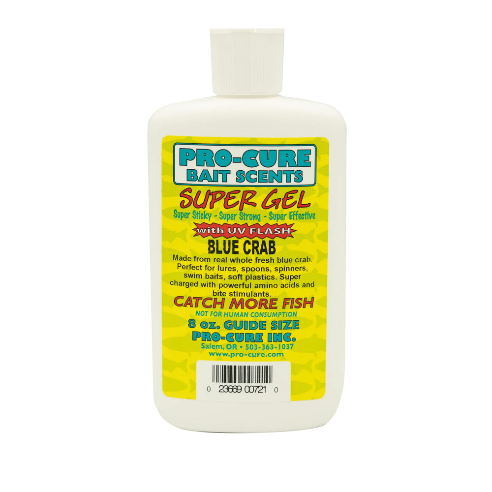 Pro-Cure Blue Crab Super Gel 8oz bottle front view