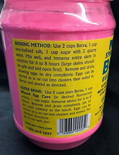 Pro-Cure borax egg cure powder label on bottle emphasizes 30 oz size