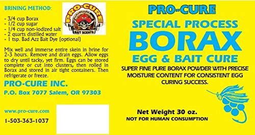 Measuring cup with borax powder for egg cure prep.