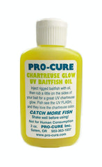 Pro-Cure Chartreuse Glow UV baitfish oil dipped bait demonstrates marinating benefits