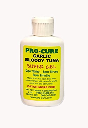 Pro-Cure Garlic Bloody Tuna Super Gel closeup shows tuna-based formula and amino acids.