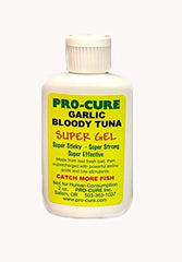 Pro-Cure Garlic Bloody Tuna Super Gel closeup shows tuna-based formula and amino acids.