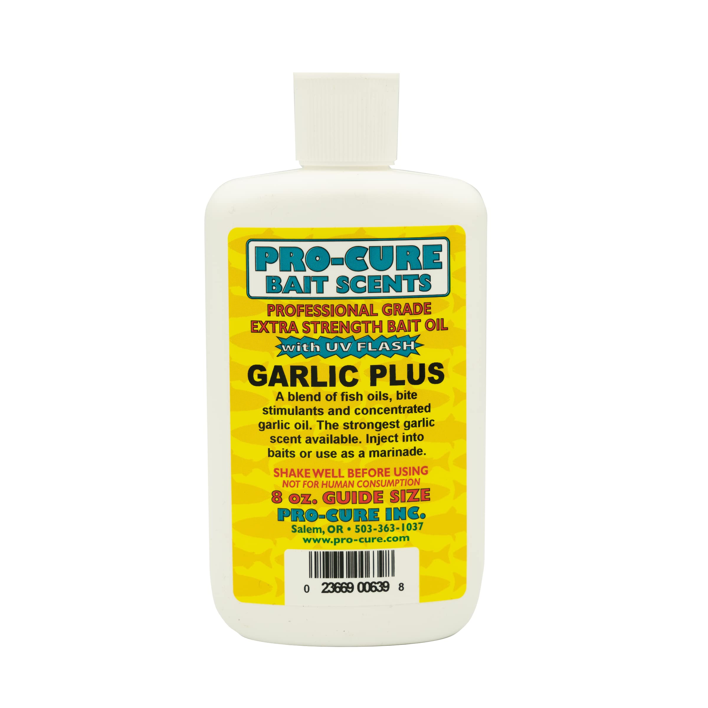 Pro-Cure Garlic Plus Bait Oil 8 oz bottle – front view