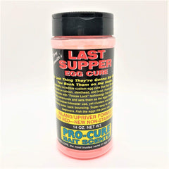 Pro-Cure Last Supper Inland Upriver Egg Cure glow-red bottle for bobber and tidewater fishing.