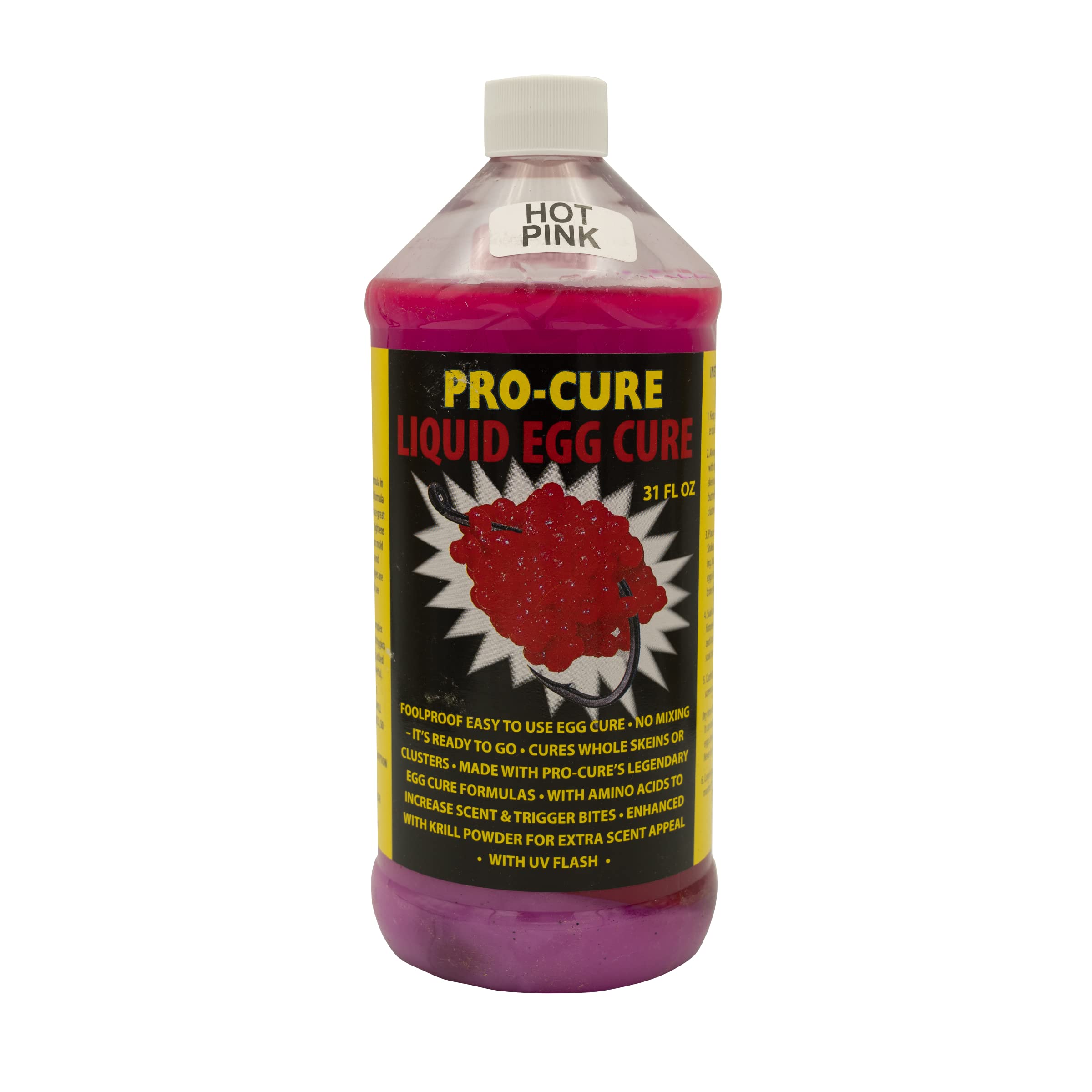 Pro-Cure Liquid Egg Cure Pink bottle ready to use attracts bites.