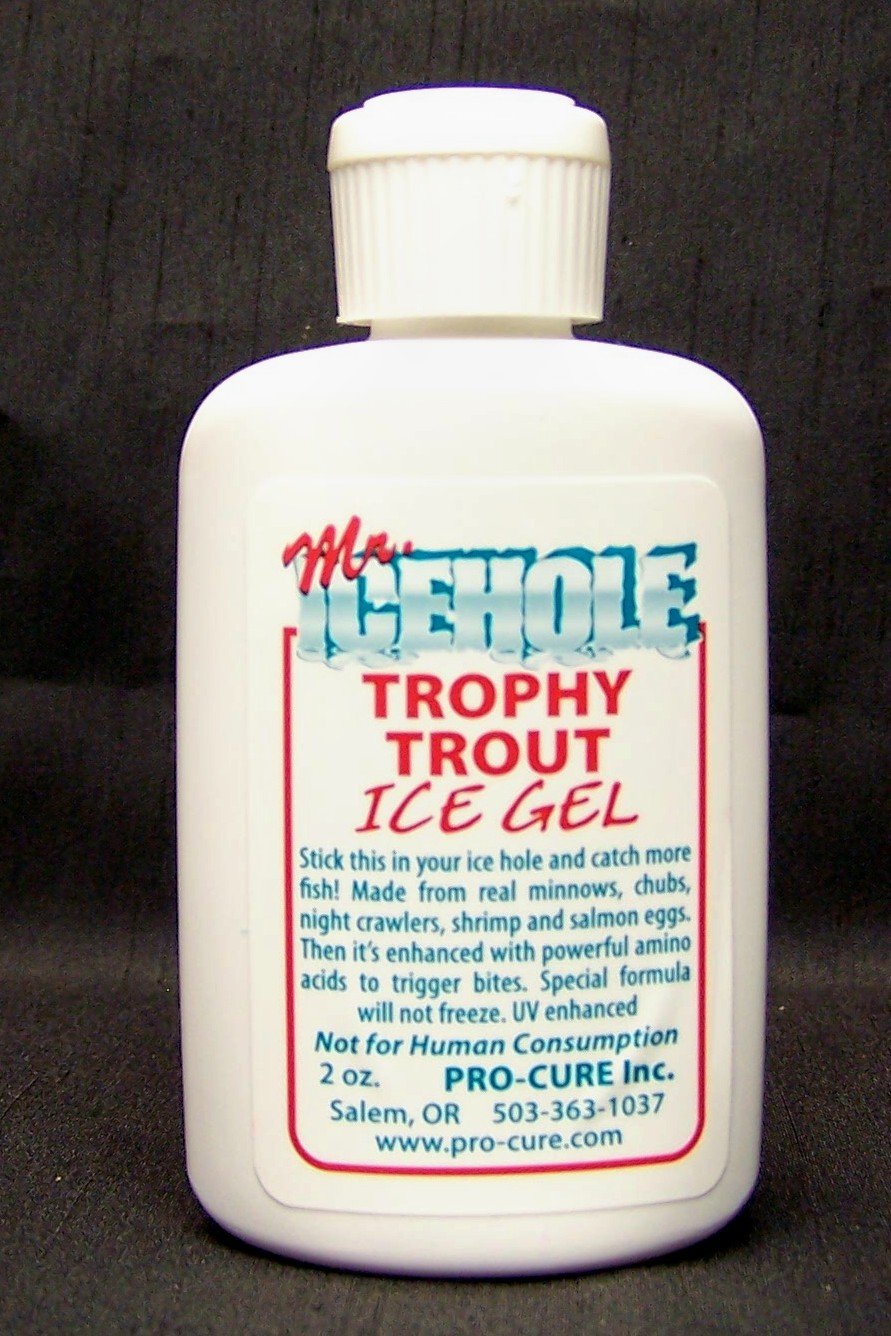 Close-up of UV-enhanced label on Pro-Cure Icehole Trout Gel