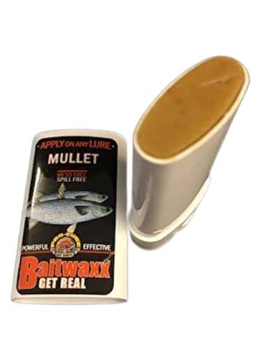 Pro-Cure Mullet Baitwaxx on soft plastic lure coating improves scent cling.