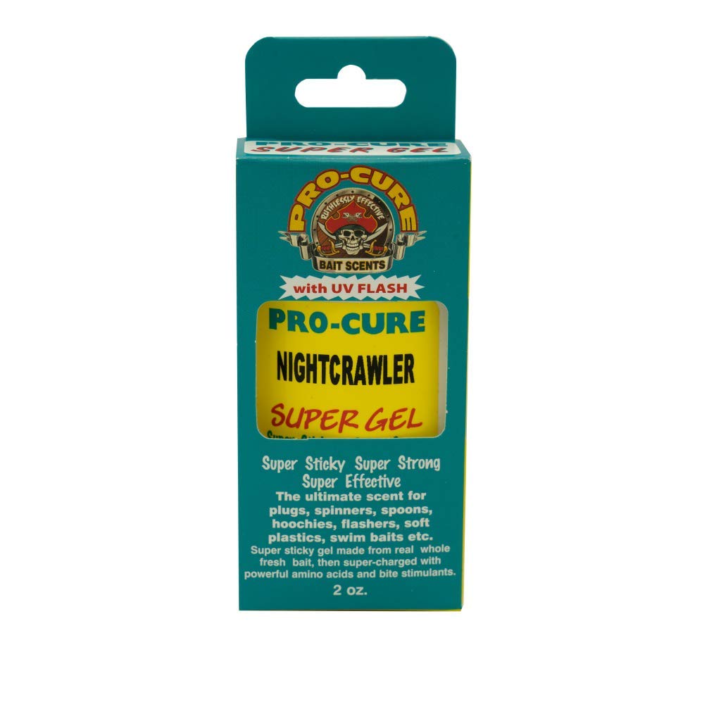 Pro-Cure Nightcrawler Super Gel bottle closeup highlighting real bait scent