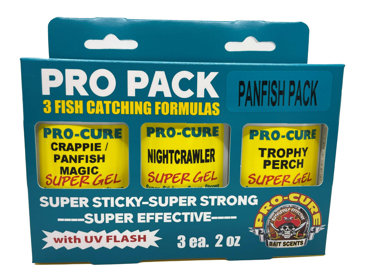 Pro-Cure Pro Pack Panfish: multi-scent gel trio enhances lures for crappie, perch, and bluegill