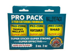 Pro-Cure Pro Pack Walleye 3pcs with Trophy Walleye, Nightcrawler, and Shad scents