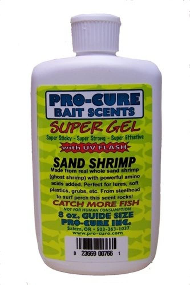 Pro-Cure Sand Shrimp Super Gel bottle pour enhances scent on fishing lure