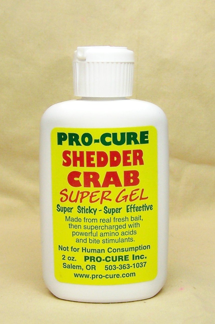Pro-Cure Shedder Crab Super Gel application close-up highlights easy dab-and-stick to lures