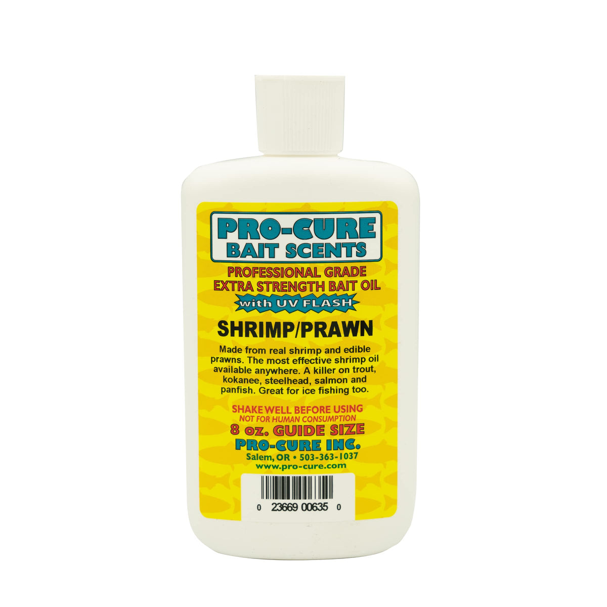 Pro-Cure Shrimp/Prawn Bait Oil pour shows easy scent application for fishing success