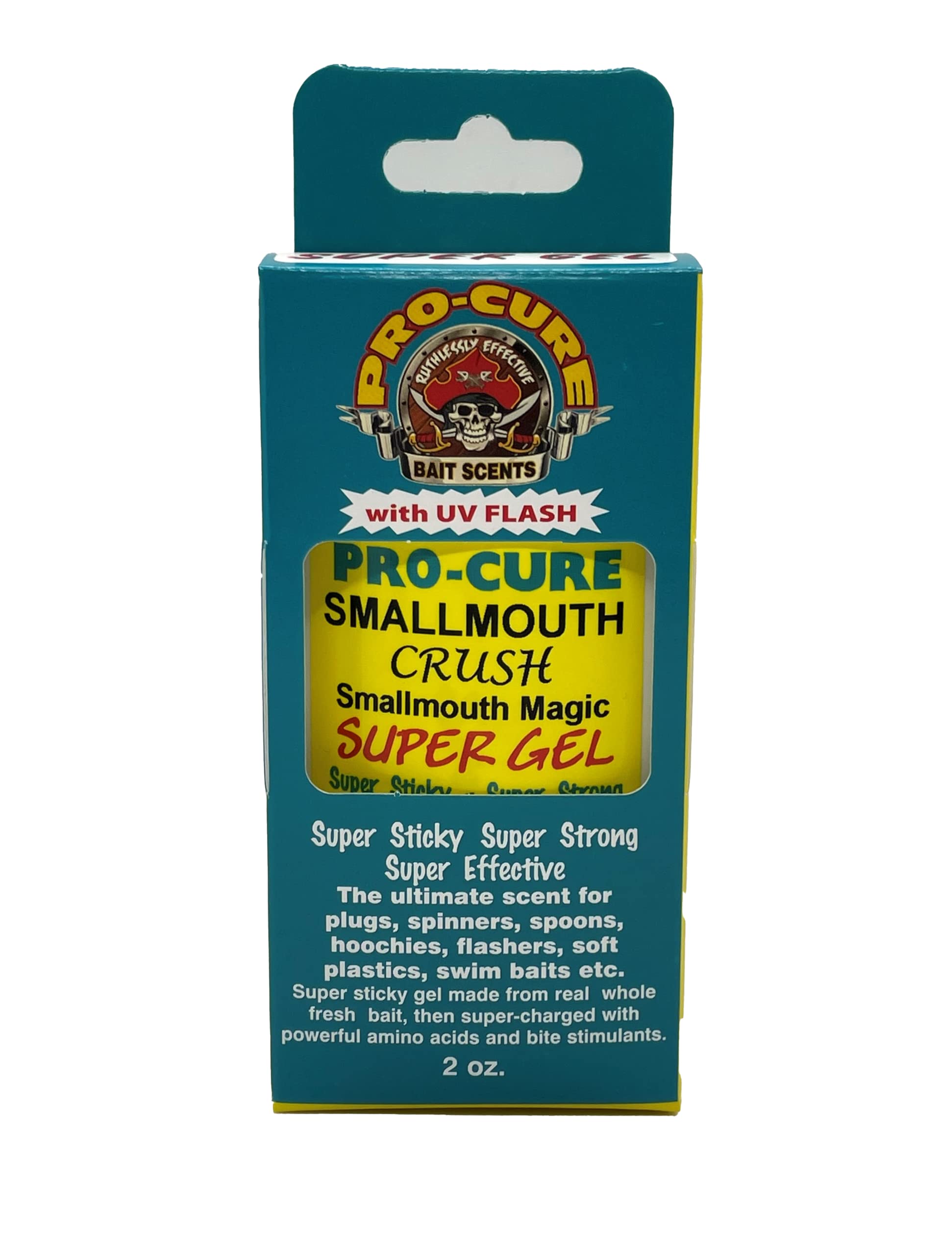 Pro-Cure Smallmouth Crush bottle front view, red formula enhances scent-based bites.