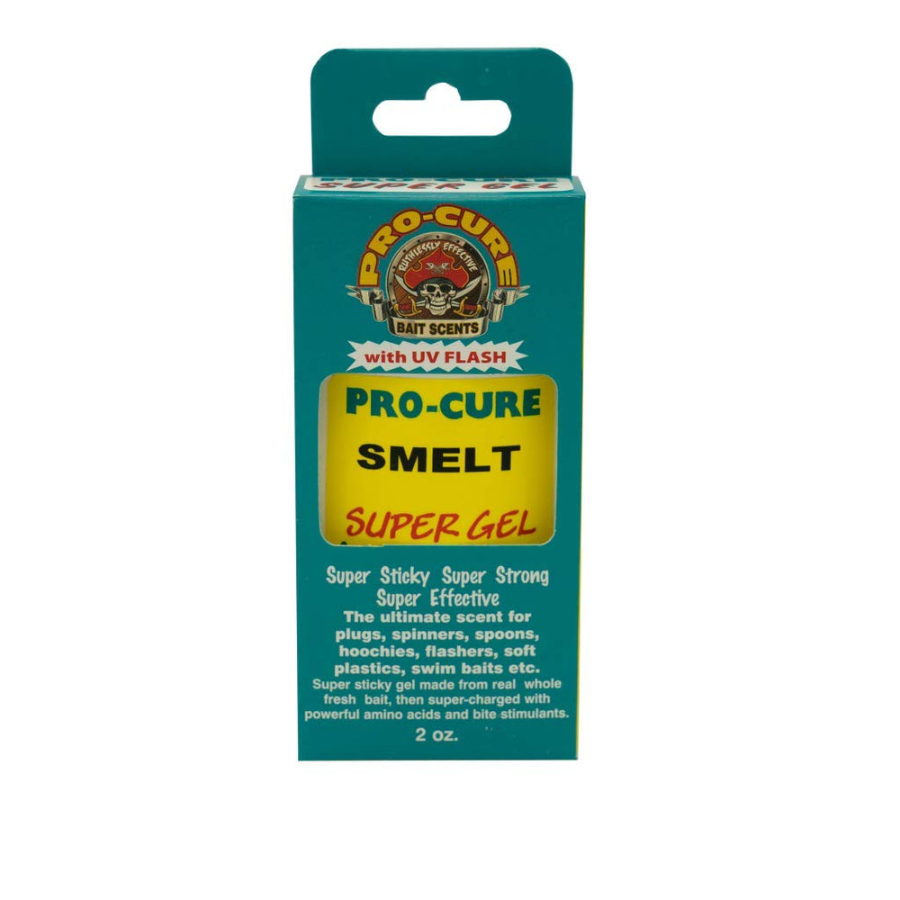 Pro-Cure Smelt Super Gel bottle ready for scent application to boost lure visibility