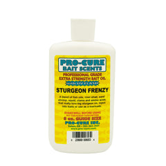 Pro-Cure Sturgeon Frenzy Bait Oil 8 oz front label shows real bait blend for targeted bites