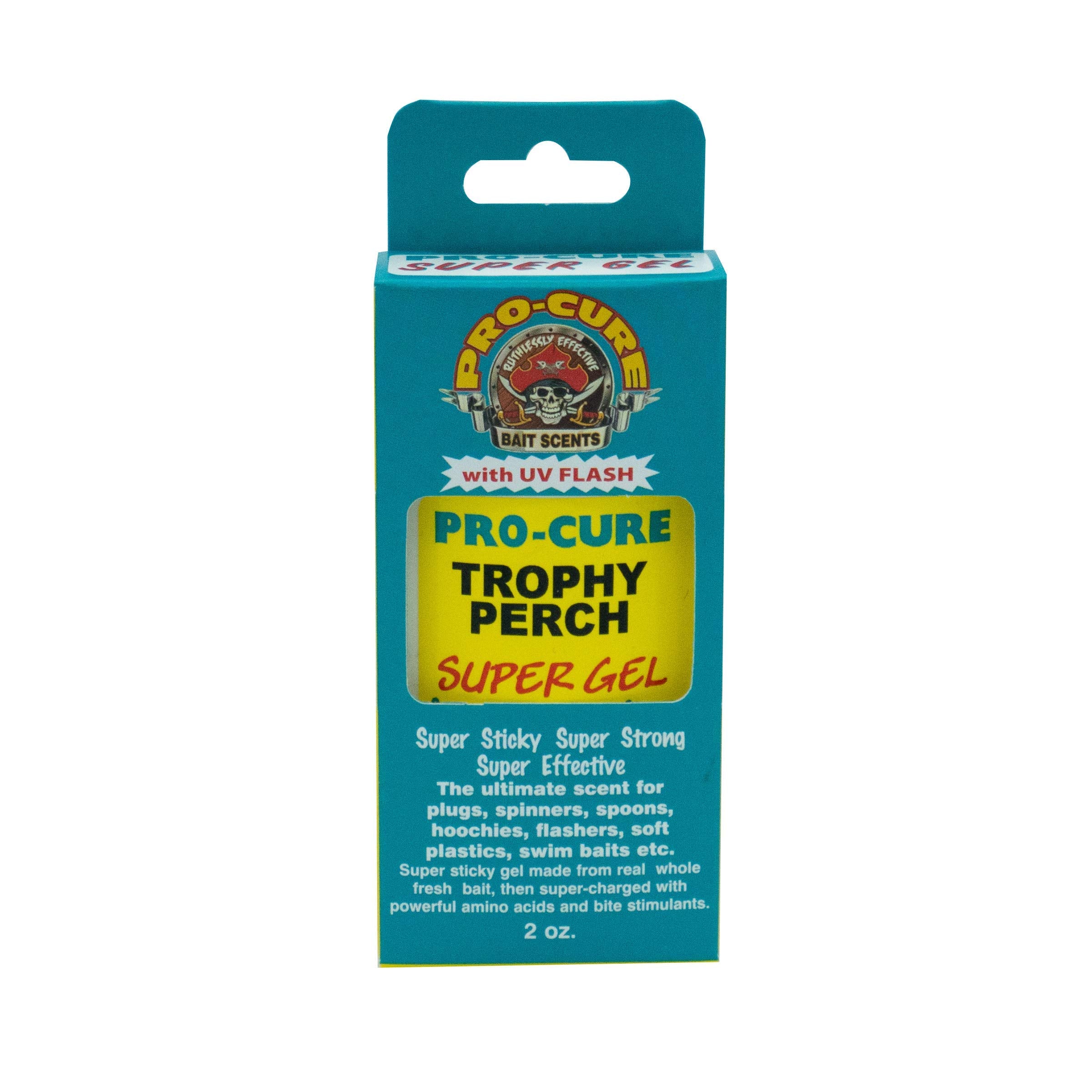 Pro-Cure Trophy Perch Super Gel 2 oz jar enhances visibility and attraction.