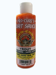 Pro-Cure Trout Bait Sauce being applied to a lure to improve attraction.