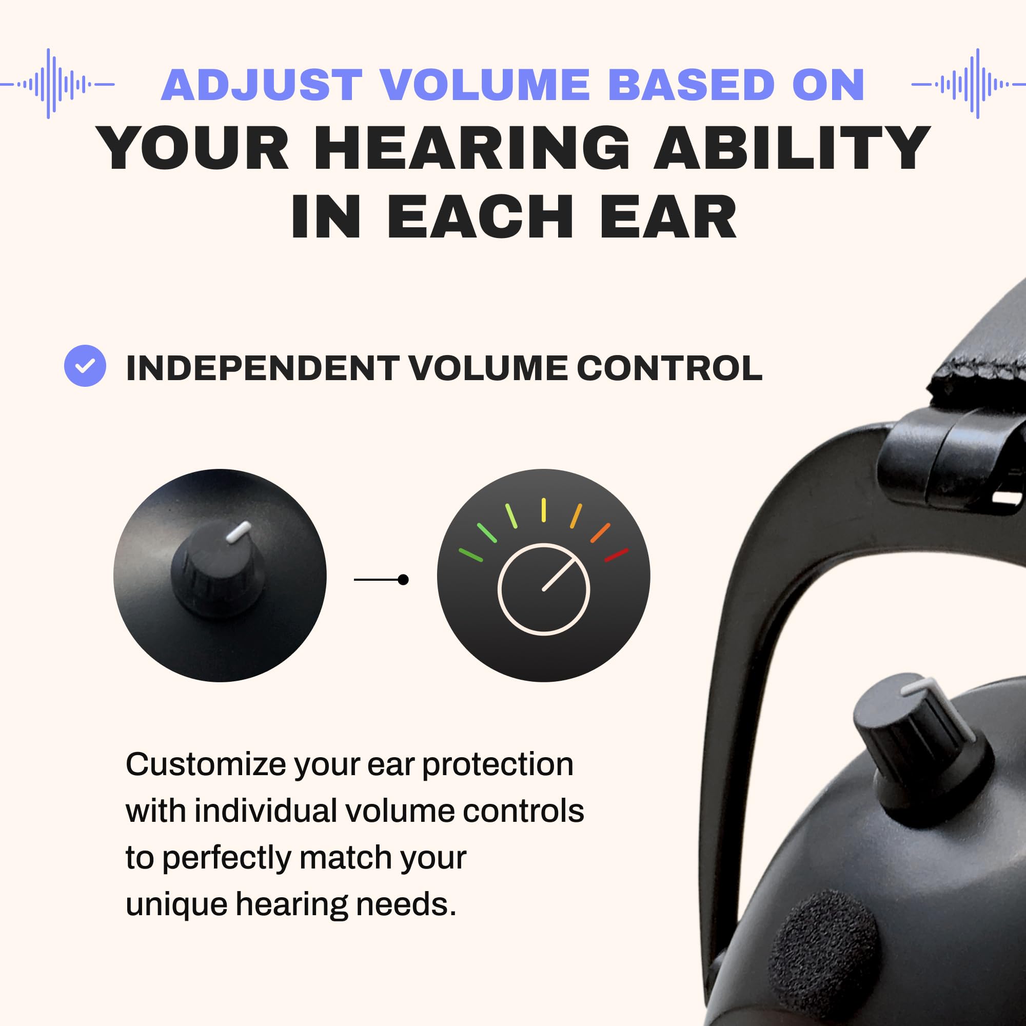 Pro Ears Gold II 26 ear muffs amplification demonstrates 8x sound boost for conversations