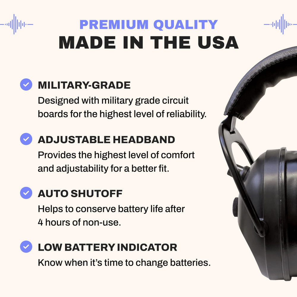 Pro Ears Gold II 26 ear muffs NRR 26 in use for protection with awareness