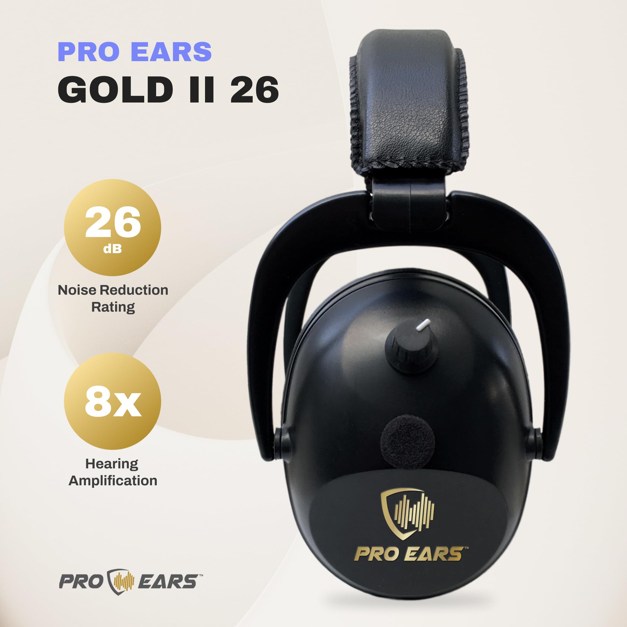 Pro Ears Gold II 26 ear muffs side view highlighting durable build and fit