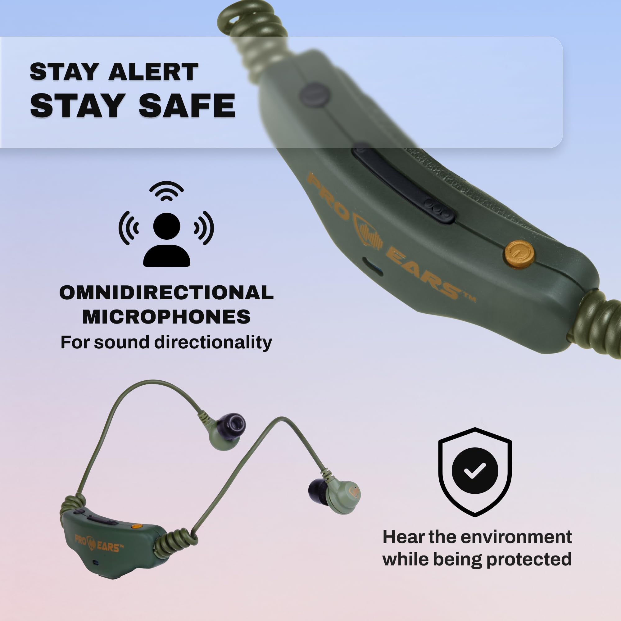 Pro Ears Stealth 28 HT Green seven ear tips ensure a personalized fit