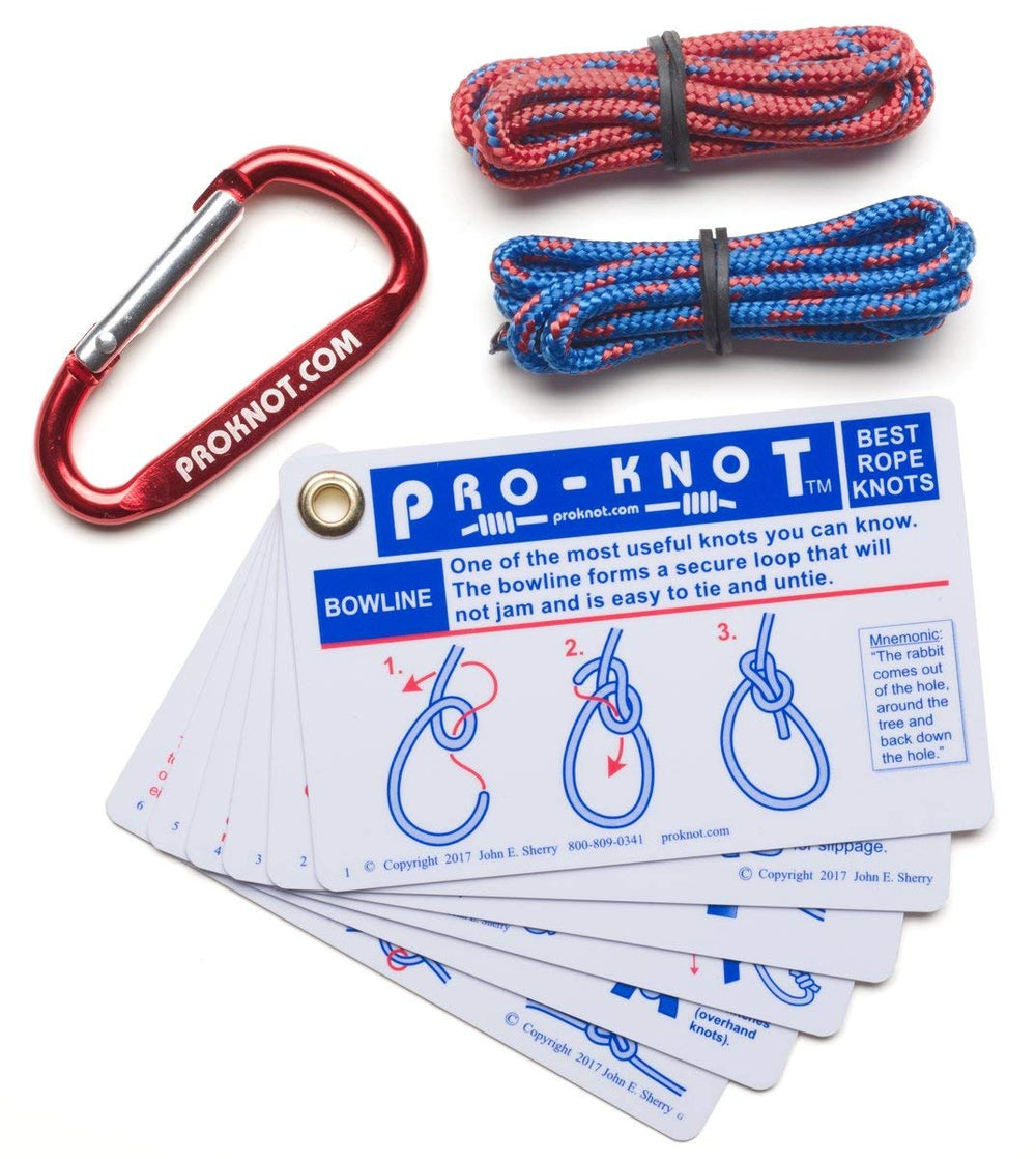 Pro-Knot Knot Tying Kit packaging with waterproof cards for quick reference.