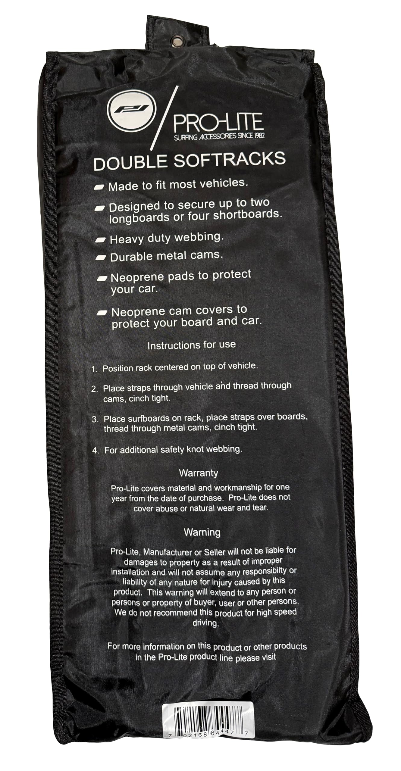 Pro-Lite durable rip-stop material delivers lasting board security.
