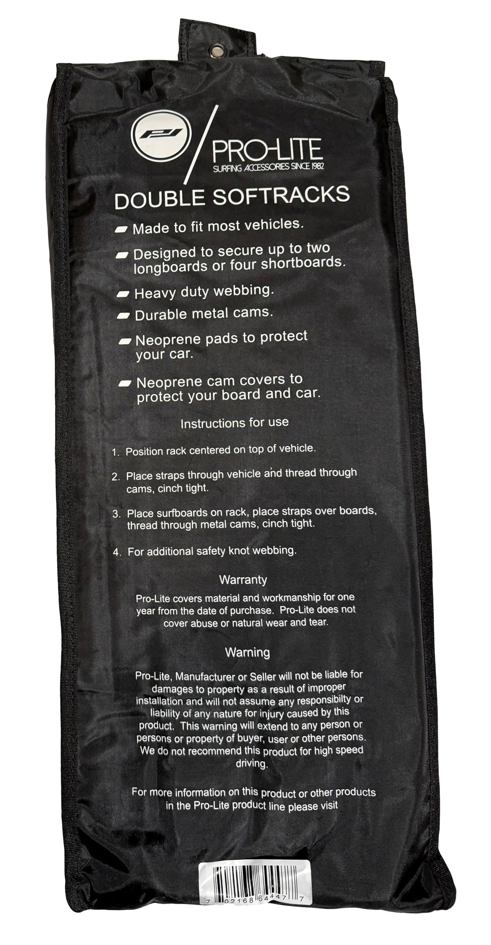 Pro-Lite durable rip-stop material delivers lasting board security.