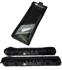 Pro-Lite single-row soft roof rack base mounted on car for secure board transport