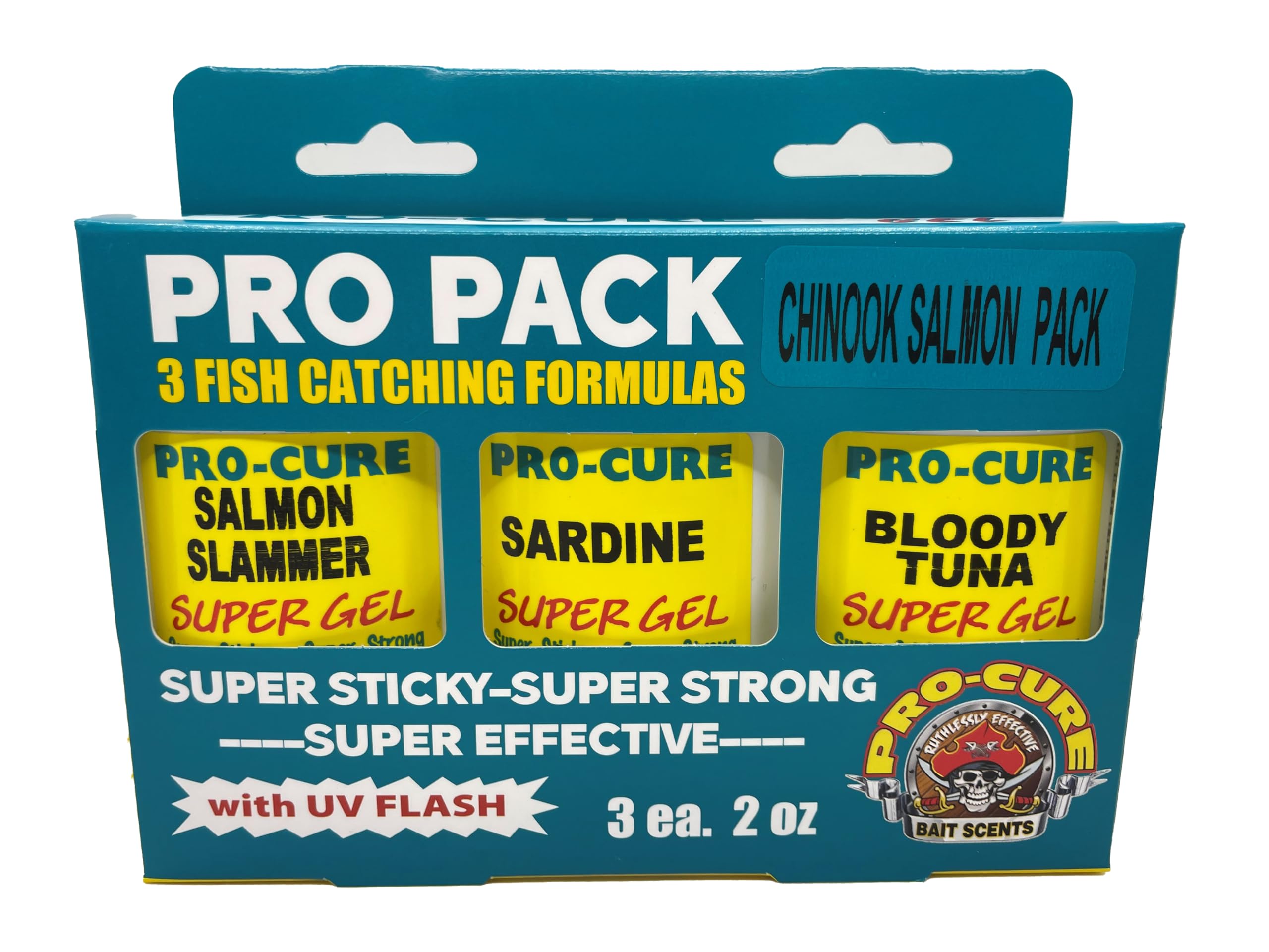 Pro Pack Salmon – Salmon Slammer, Sardine, and Bloody Tuna Super Gel scents for Chinook salmon