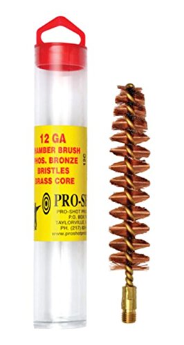 Pro Shot 12g chamber brush with gold finish for precise chamber maintenance