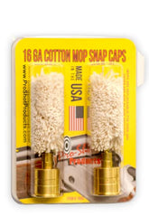 Close-up of brass snap cap showing cotton mop