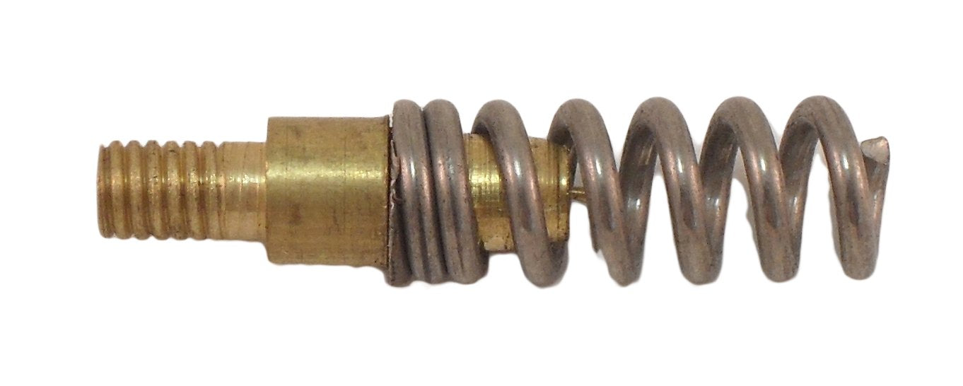 Close-up of Pro-Shot Black Powder Patch Worm, Gold with brass base