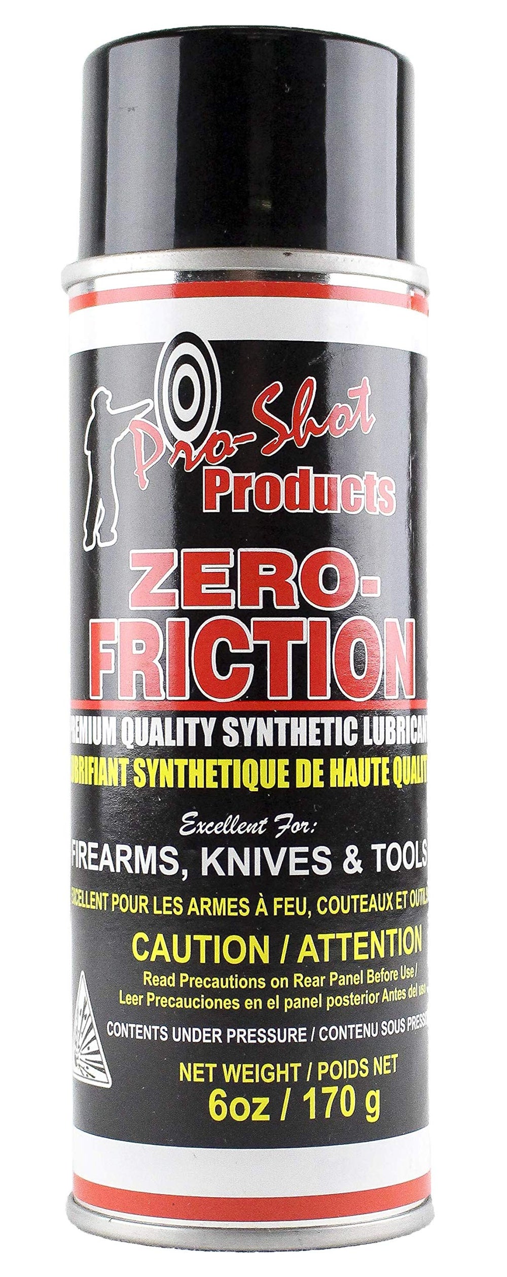 Pro-Shot Zero Friction Spray bottle used to protect and lubricate metal gun components.