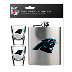 Pro Specialties Group Carolina Panthers flask with full-color logo, ideal for game-day gifting.