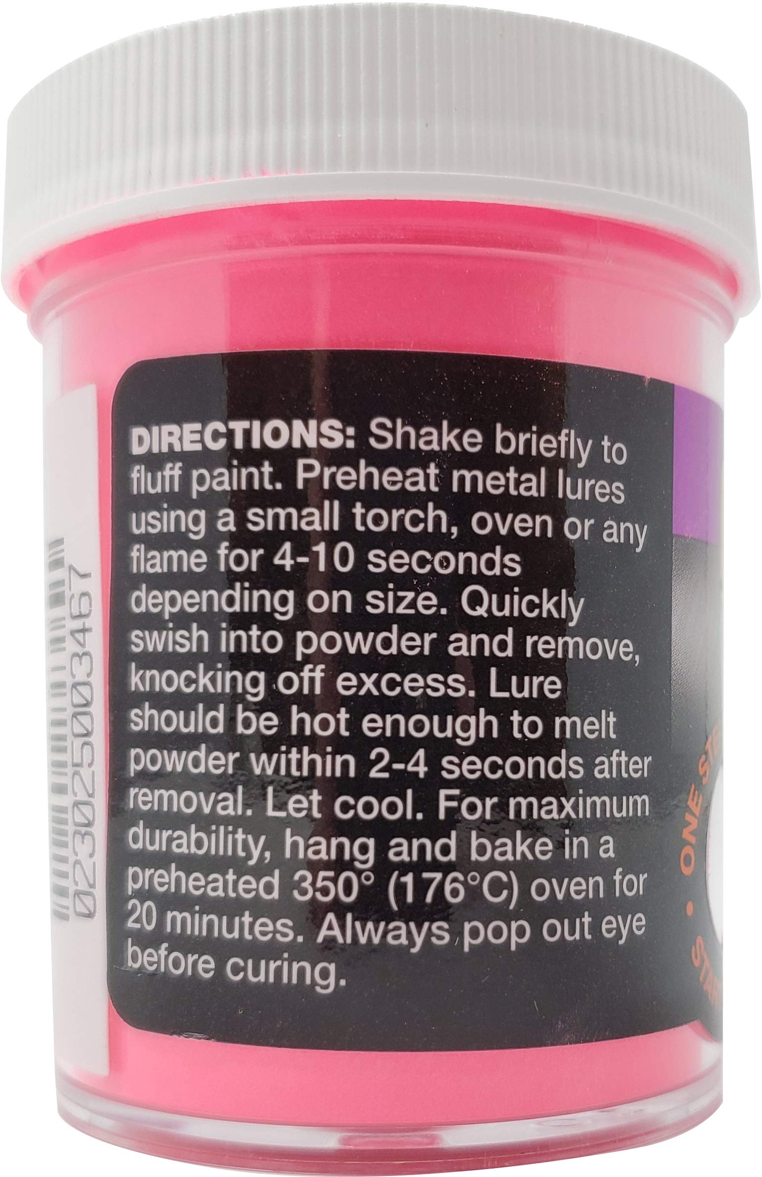 Curing in oven creates a durable, long-lasting lure coating.