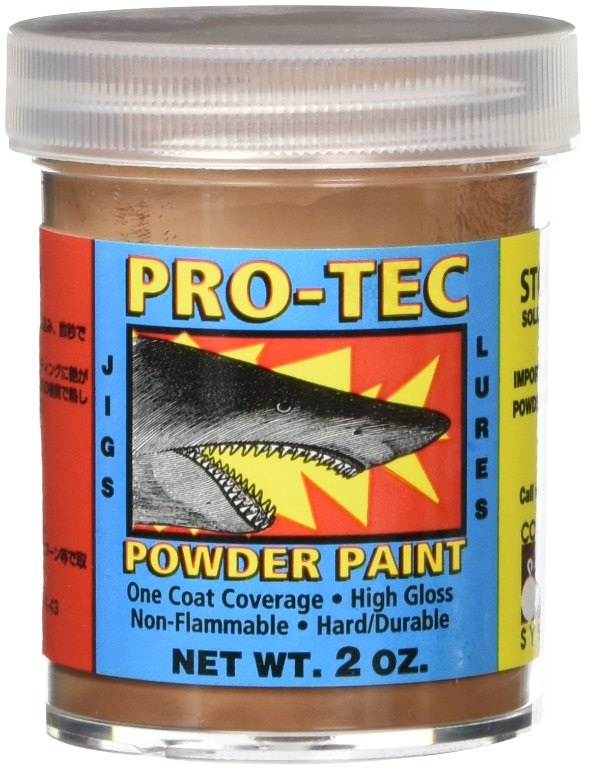 Pro-Tec powder paint 2oz brown jar, vivid color and high gloss for lures