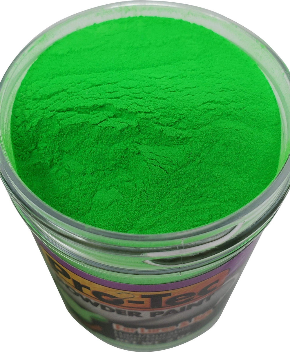 Bright Green Pro-Tec powder on a jig for a glossy lure finish.