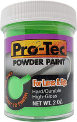 Preheated lure coated with Pro-Tec Bright Green for durable gloss.